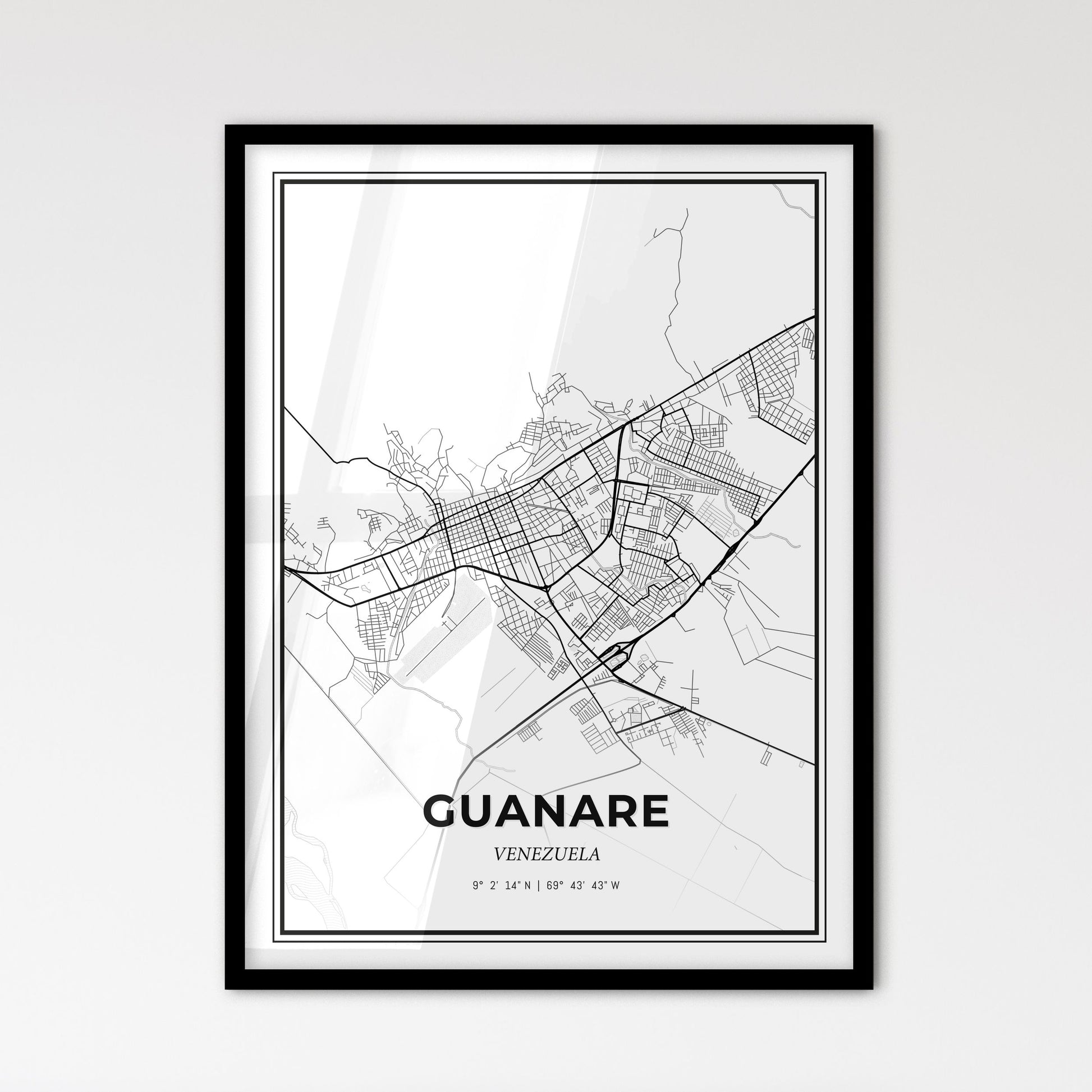 Guanare Venezuela - Scandinavian Style City Map for Modern Home Decor