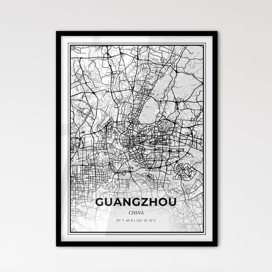 Guangzhou China - Scandinavian Style City Map for Modern Home Decor