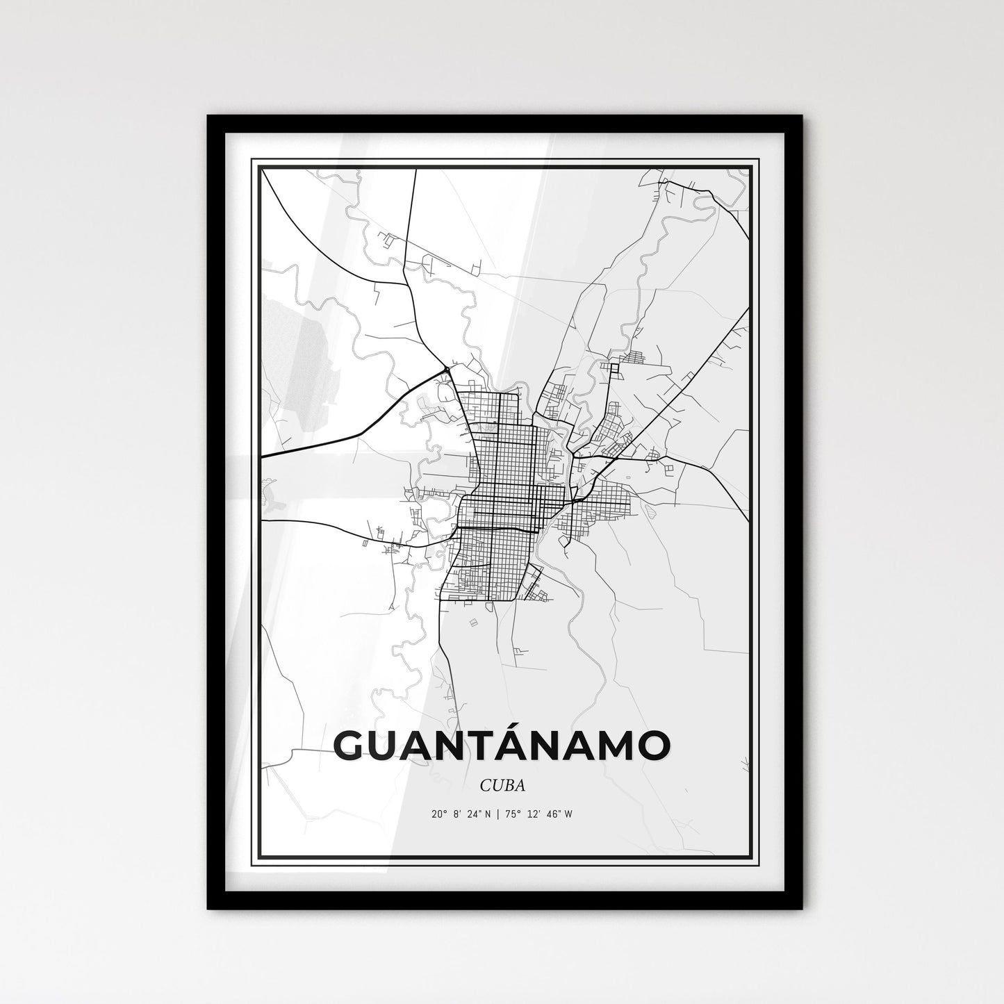 Guantánamo Cuba - Scandinavian Style City Map for Modern Home Decor