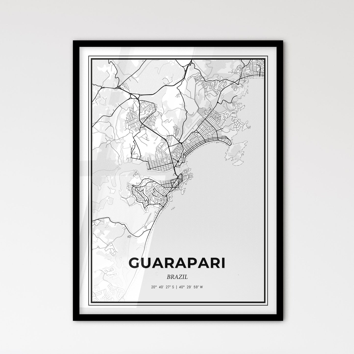 Guarapari Brazil - Scandinavian Style City Map for Modern Home Decor