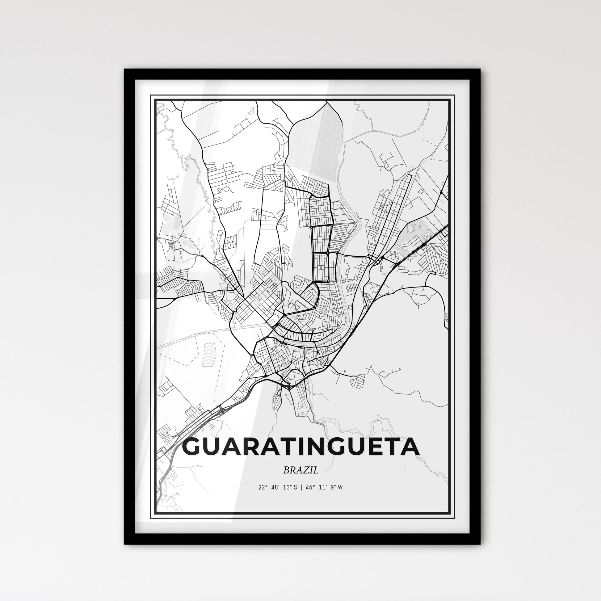 Guaratingueta Brazil - Scandinavian Style City Map for Modern Home Decor