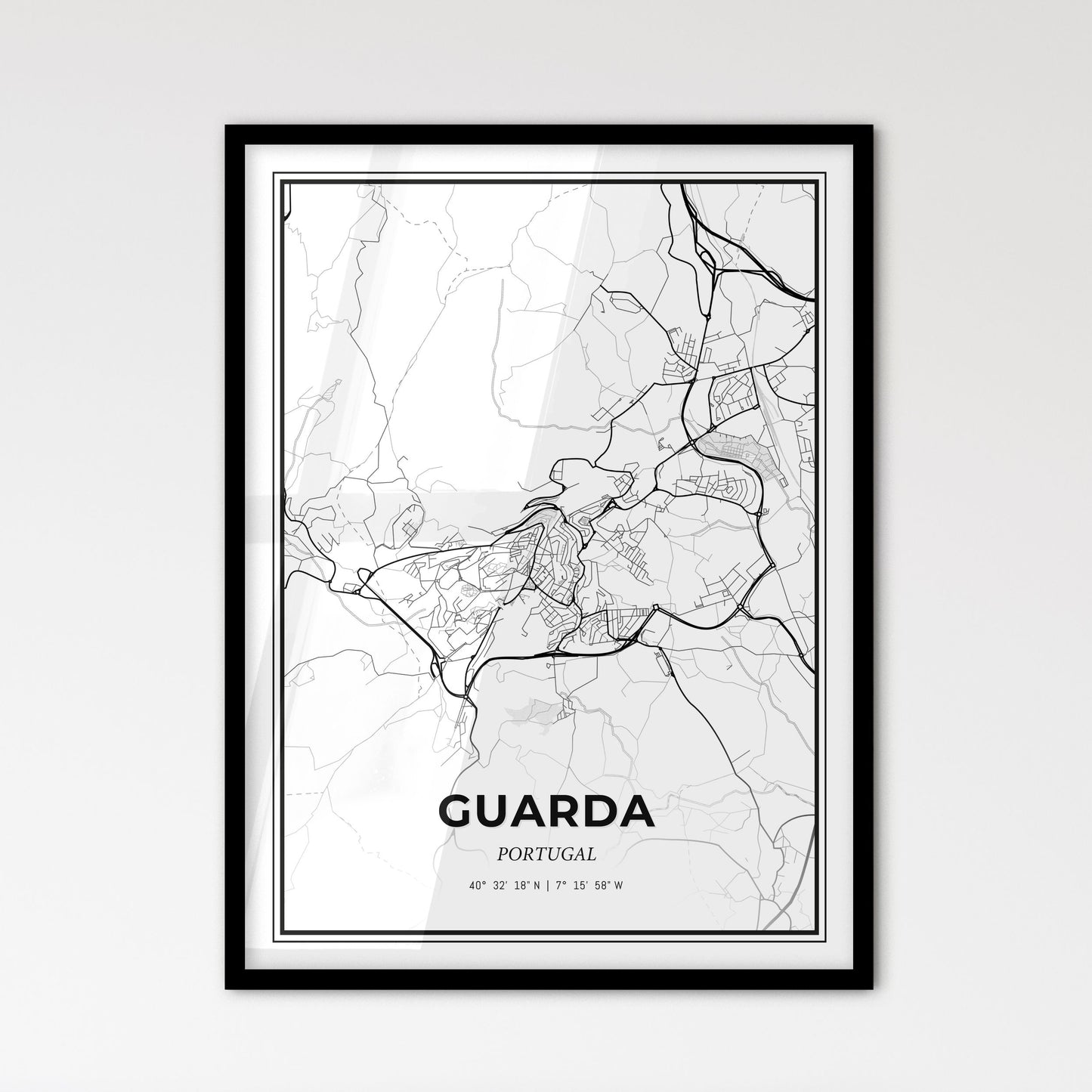 Guarda Portugal - Scandinavian Style City Map for Modern Home Decor