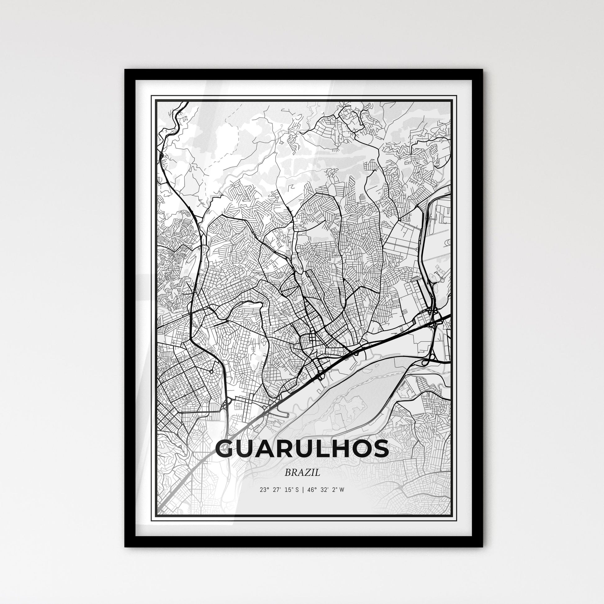 Guarulhos Brazil - Scandinavian Style City Map for Modern Home Decor