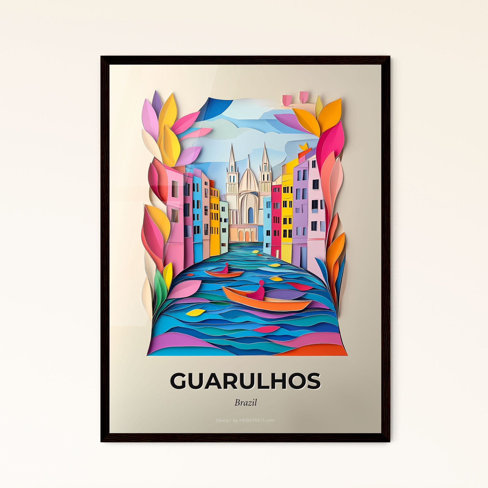 Vivid Guarulhos, Brazil - a paper cut of a city with boats on the water