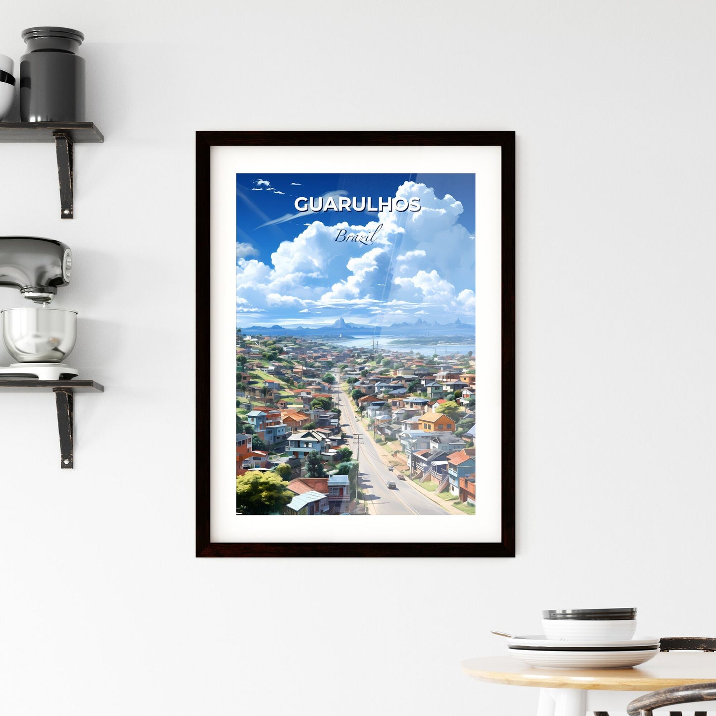 Panoramic Artistic Cityscape of Guarulhos Brazil with Road and Buildings Default Title