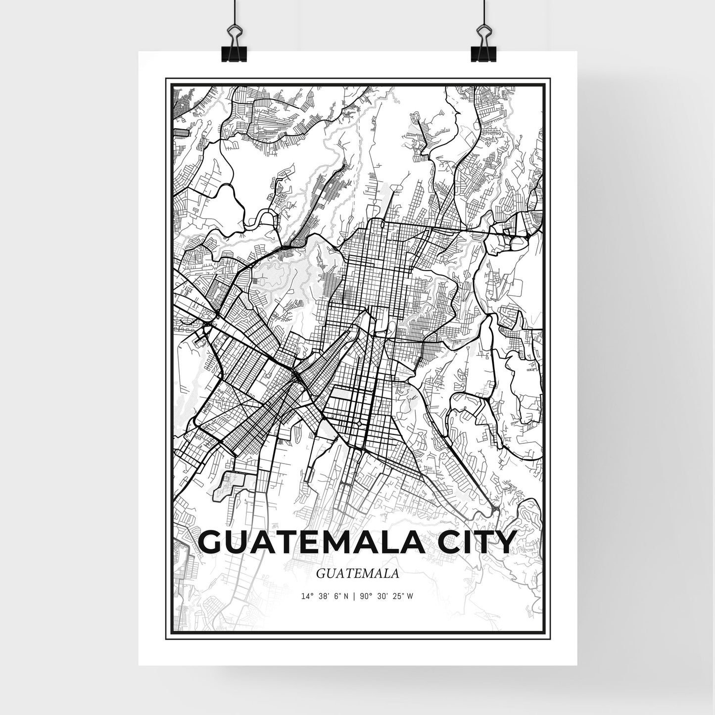 Guatemala City Guatemala - Premium City Map Poster