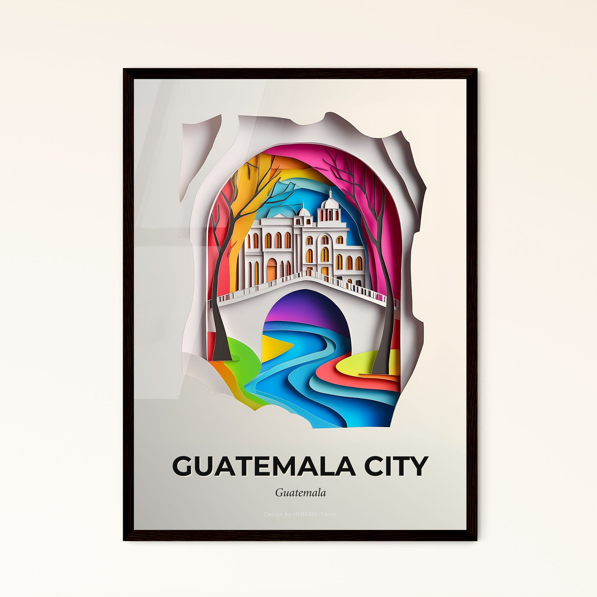 Vivid Guatemala City, Guatemala - a paper cut of a castle with a river