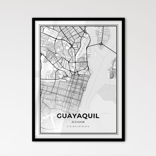 Guayaquil Ecuador - Scandinavian Style City Map for Modern Home Decor