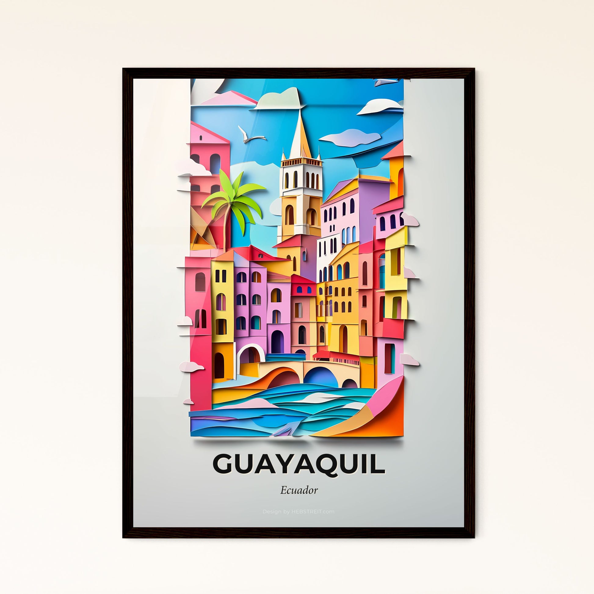 Vivid Guayaquil, Ecuador - a paper cut of a city with a bridge