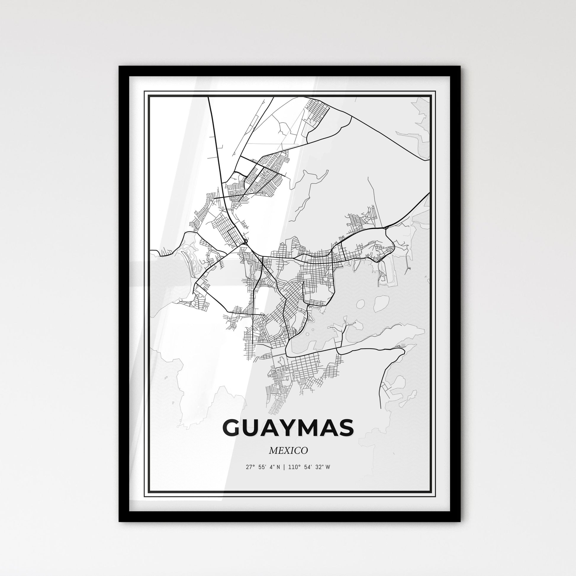 Guaymas Mexico - Scandinavian Style City Map for Modern Home Decor