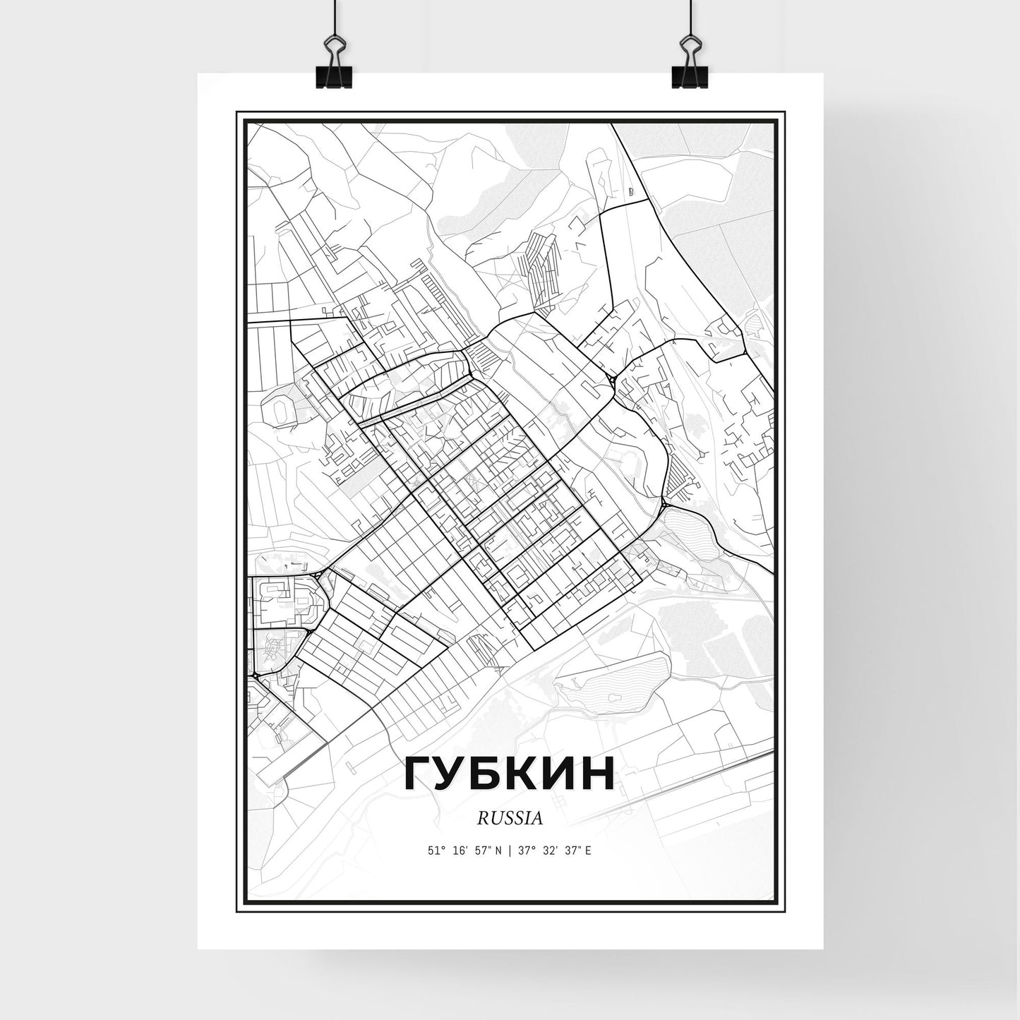 Gubkin Russia - Premium City Map Poster