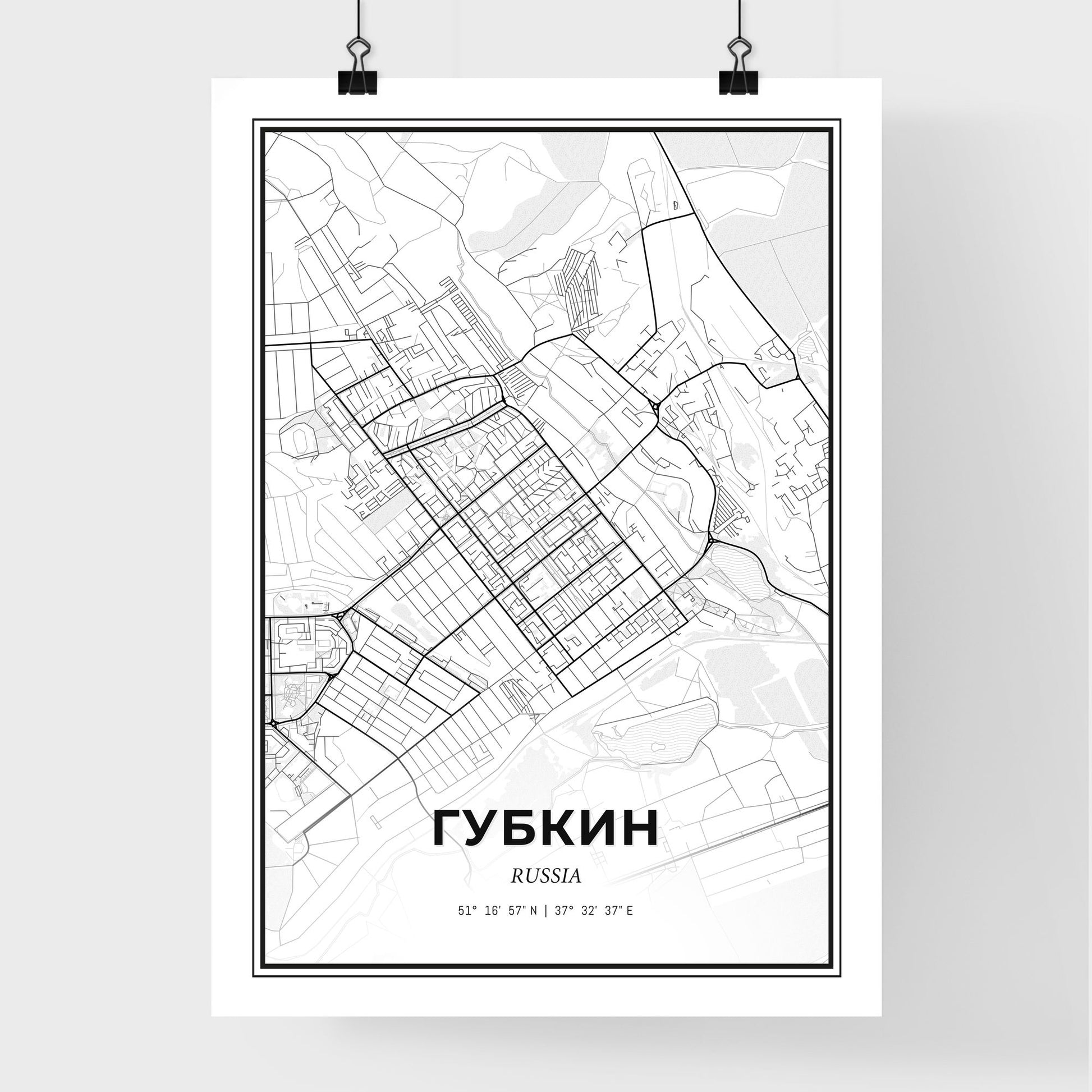 Gubkin Russia - Premium City Map Poster