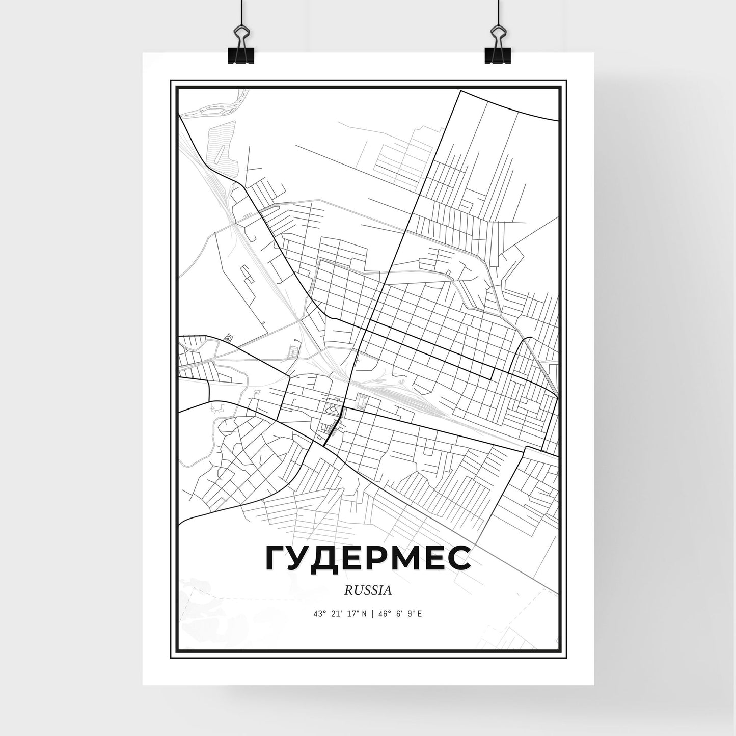 Gudermes Russia - Premium City Map Poster