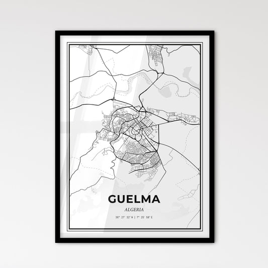 Guelma Algeria - Scandinavian Style City Map for Modern Home Decor