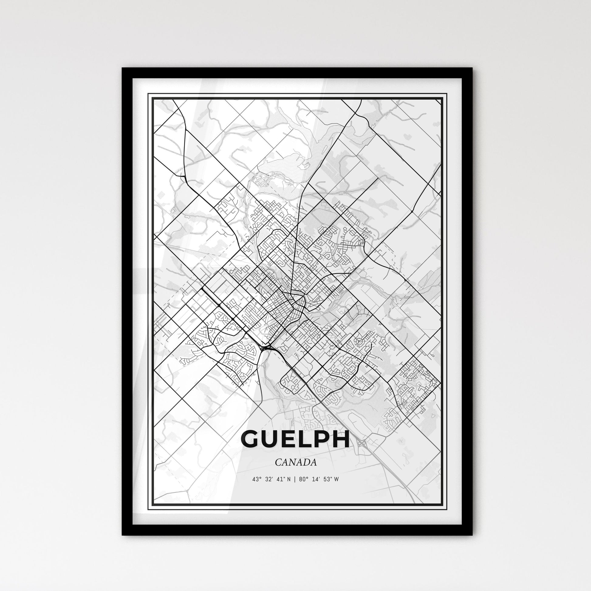 Guelph Canada - Scandinavian Style City Map for Modern Home Decor