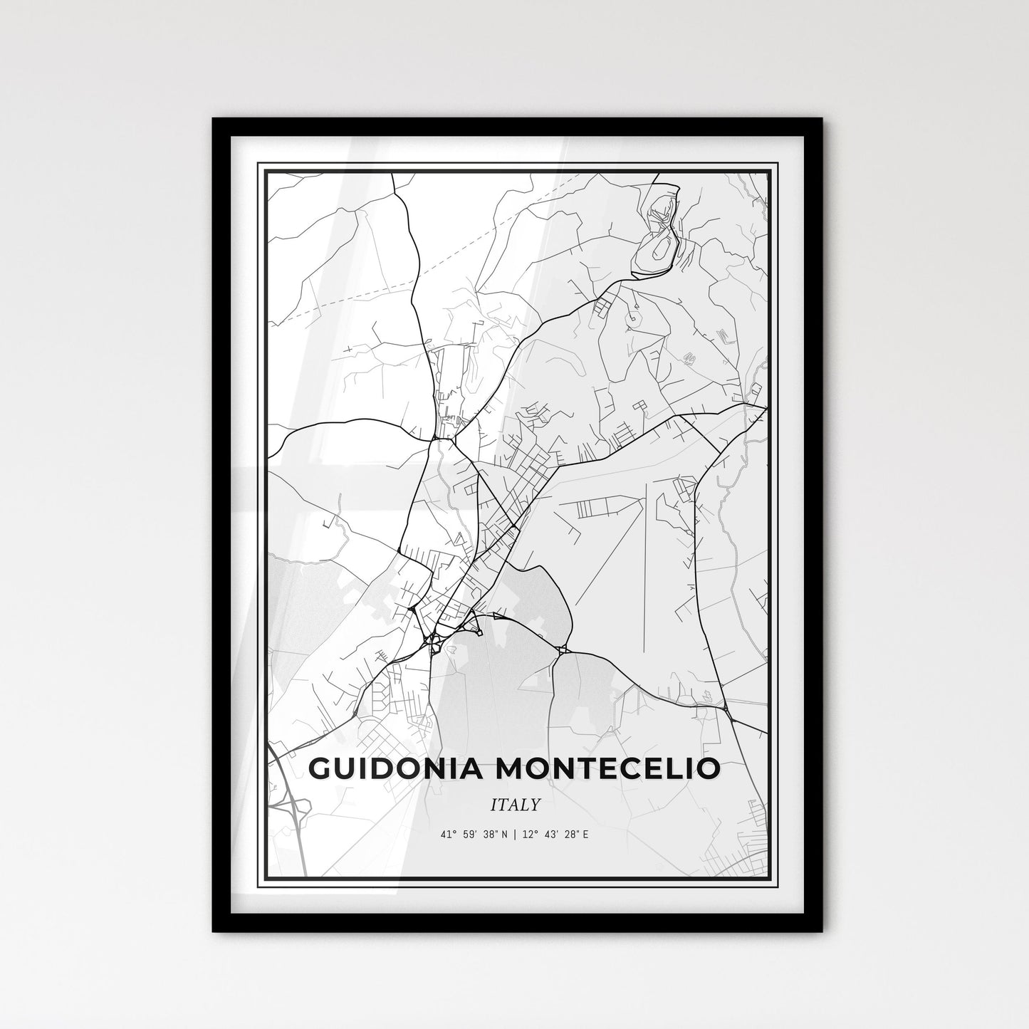 Guidonia Montecelio Italy - Scandinavian Style City Map for Modern Home Decor