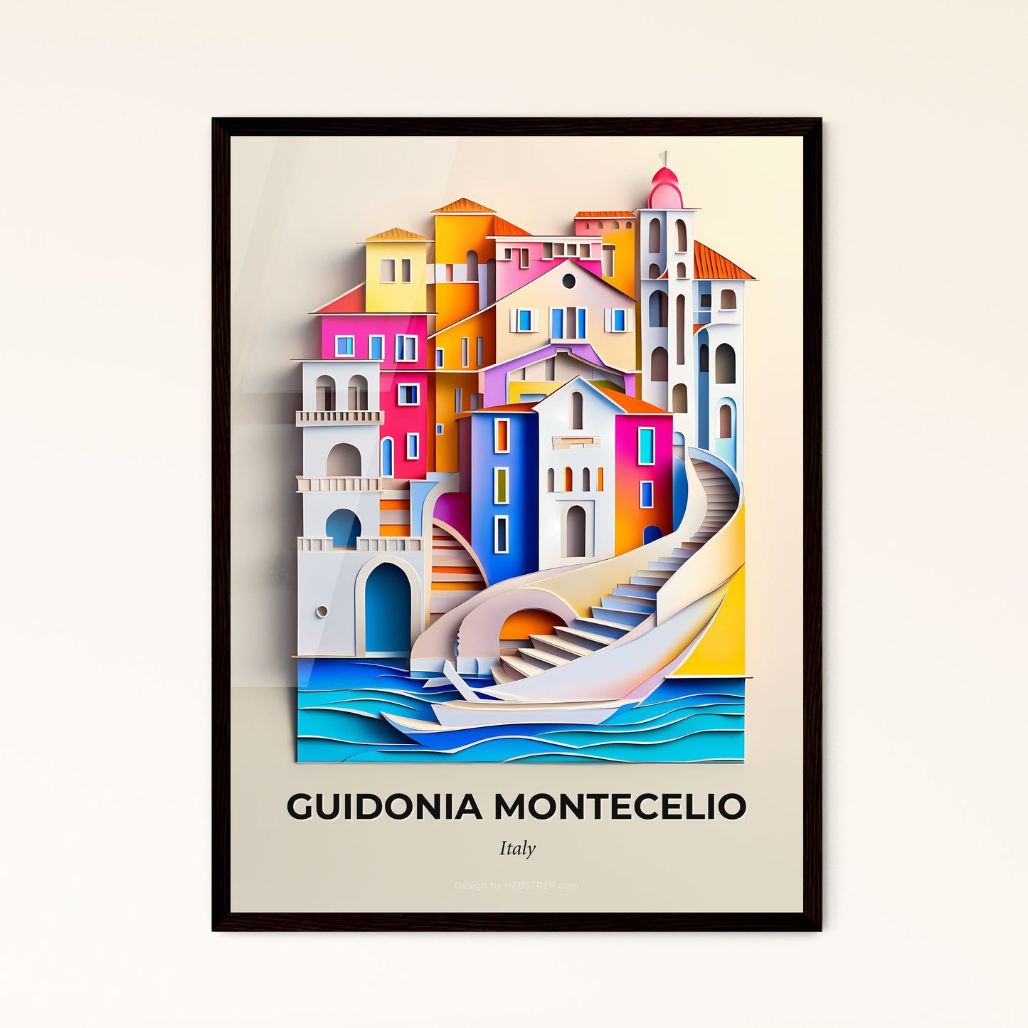 Vivid Guidonia Montecelio, Italy - a paper cut of a boat in front of a city