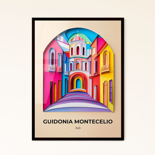 Vivid Guidonia Montecelio, Italy - a colorful city scene with a clock on the wall