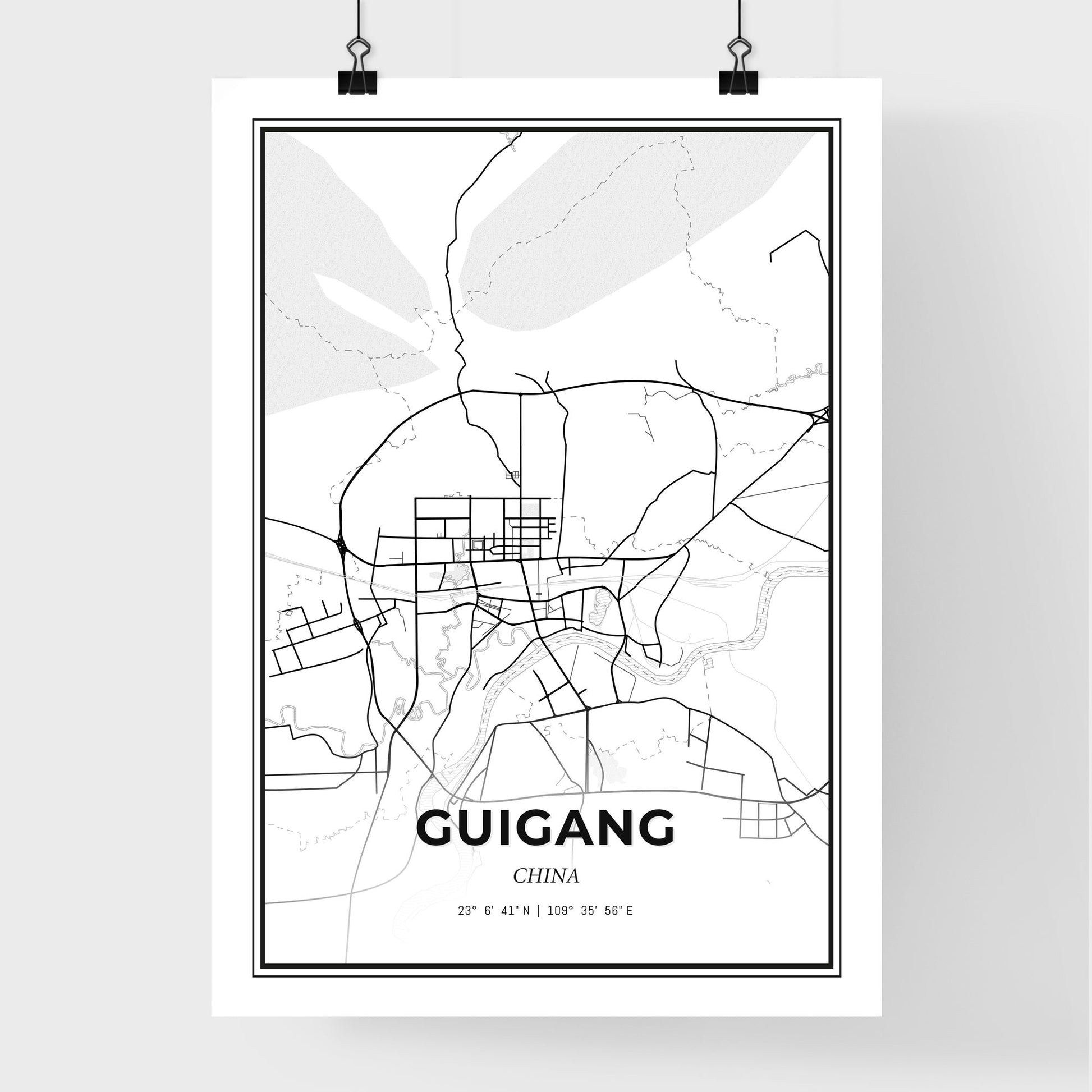 Guigang China - Premium City Map Poster