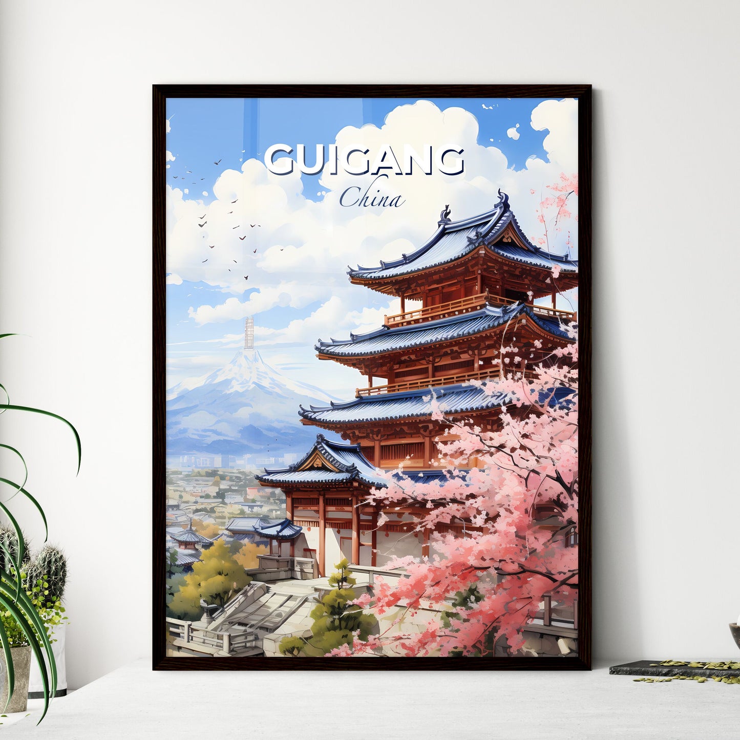 Guigang China Skyline Painting Art City Tower Building Background Vibrant Colors Brushstrokes Default Title