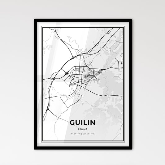 Guilin China - Scandinavian Style City Map for Modern Home Decor