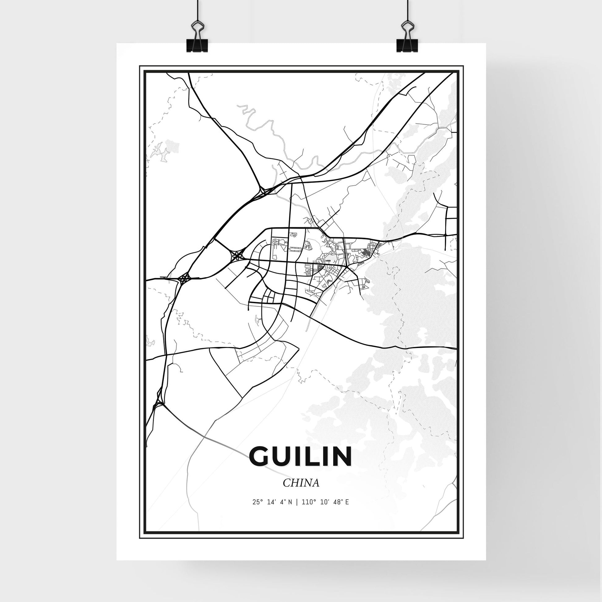 Guilin China - Premium City Map Poster