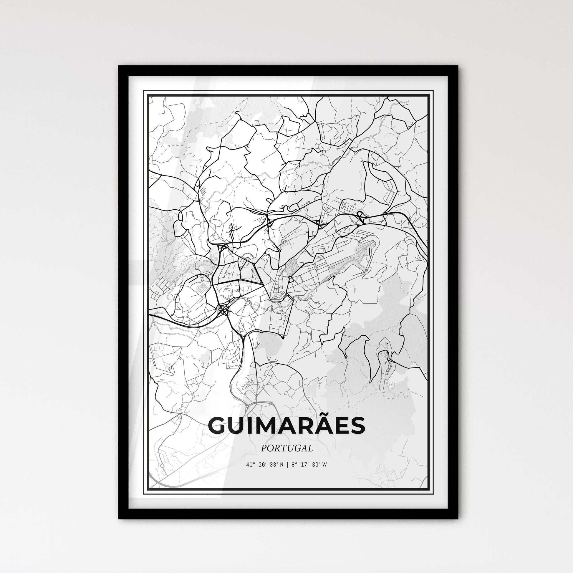 Guimarães Portugal - Scandinavian Style City Map for Modern Home Decor