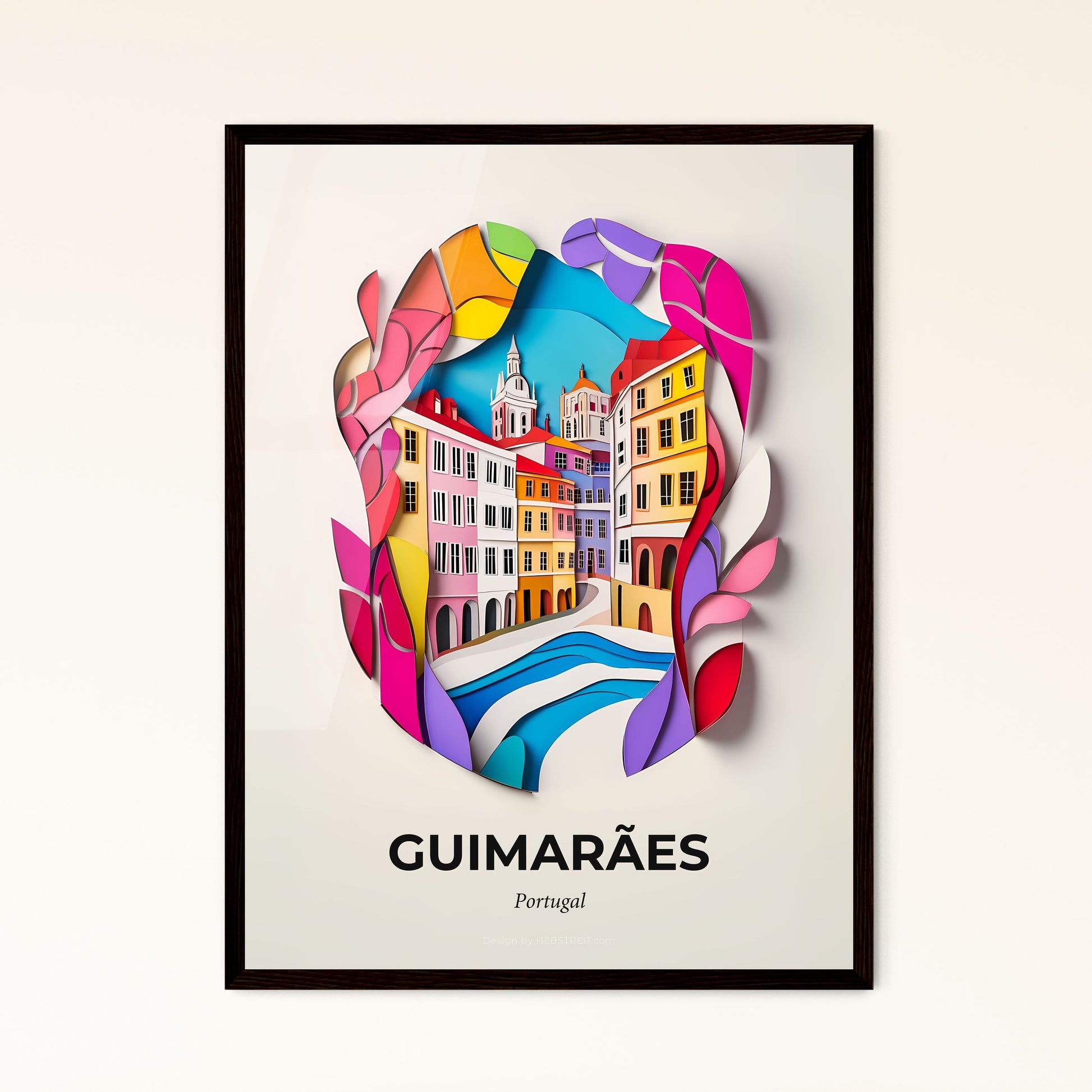 Vivid Guimarães, Portugal - a paper cut of a city with a river