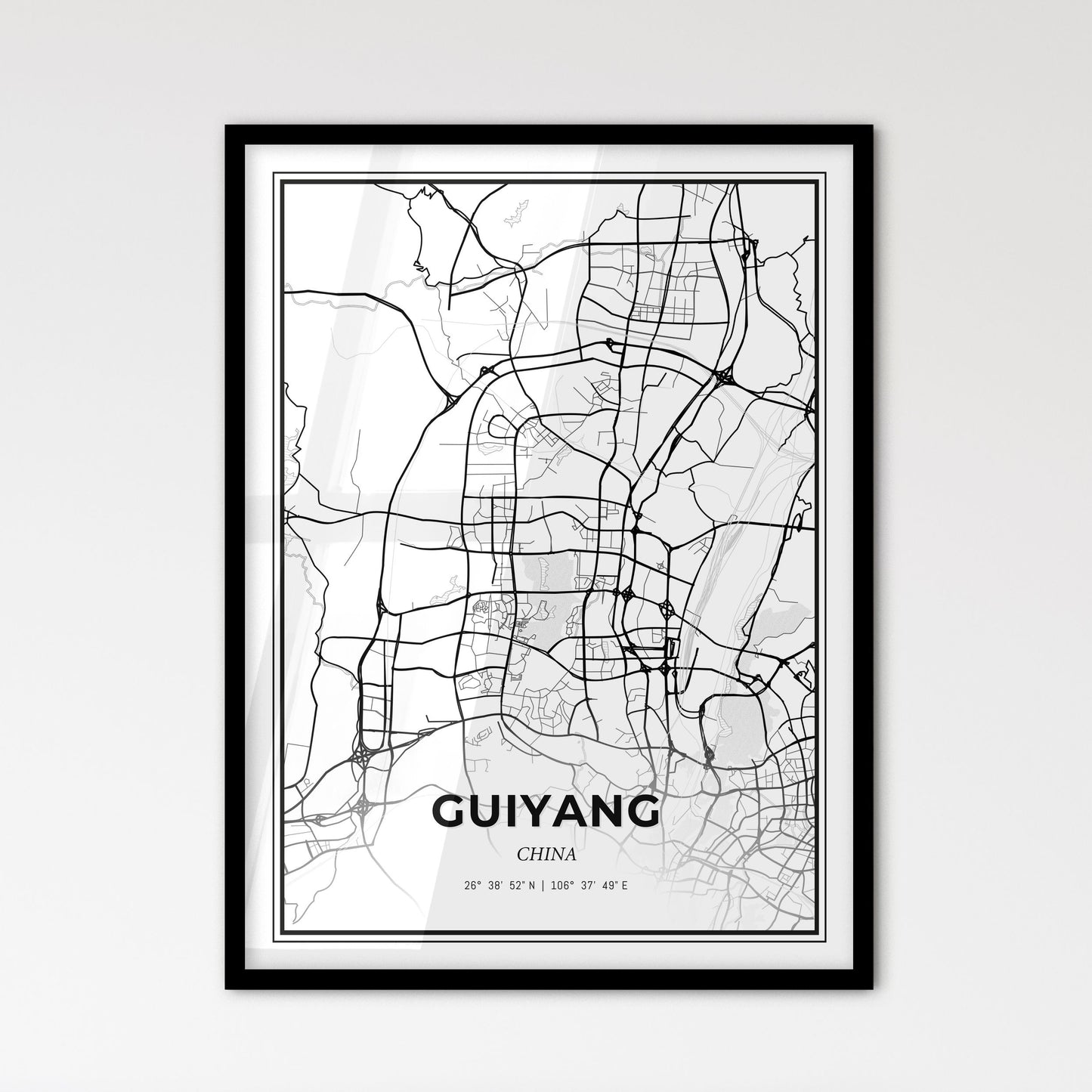 Guiyang China - Scandinavian Style City Map for Modern Home Decor