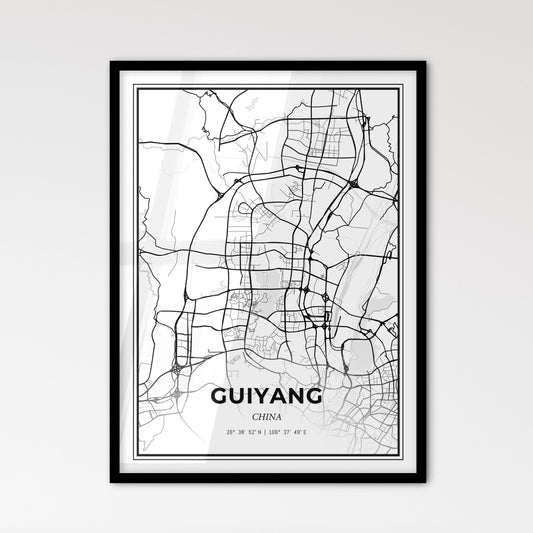 Guiyang China - Scandinavian Style City Map for Modern Home Decor