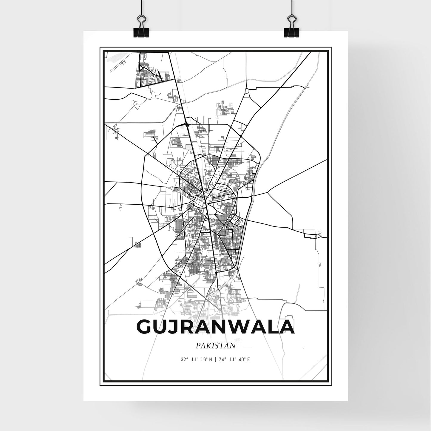 Gujranwala Pakistan - Premium City Map Poster