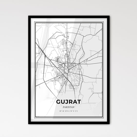 Gujrat Pakistan - Scandinavian Style City Map for Modern Home Decor