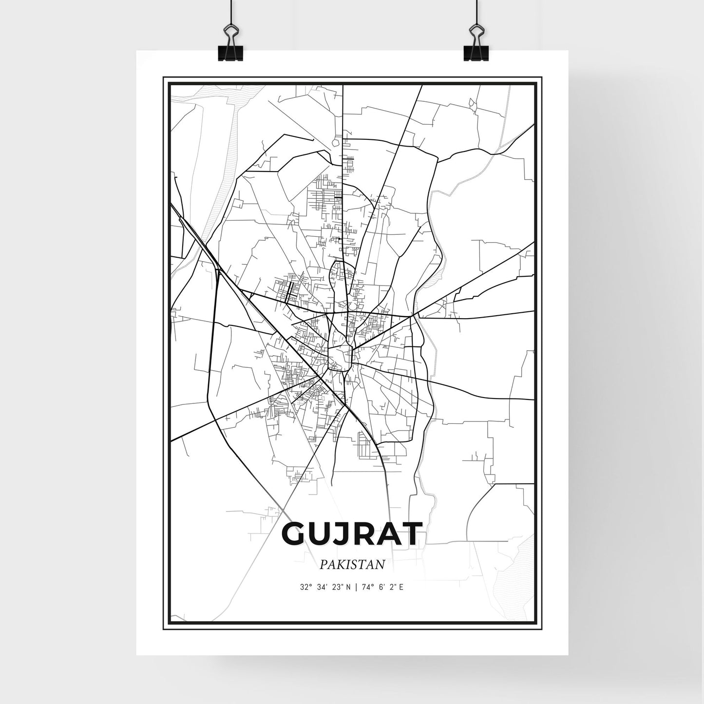 Gujrat Pakistan - Premium City Map Poster