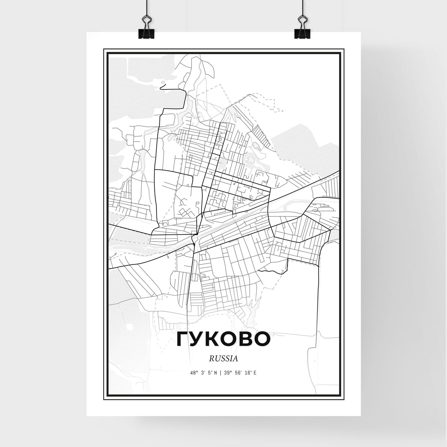 Gukovo Russia - Premium City Map Poster