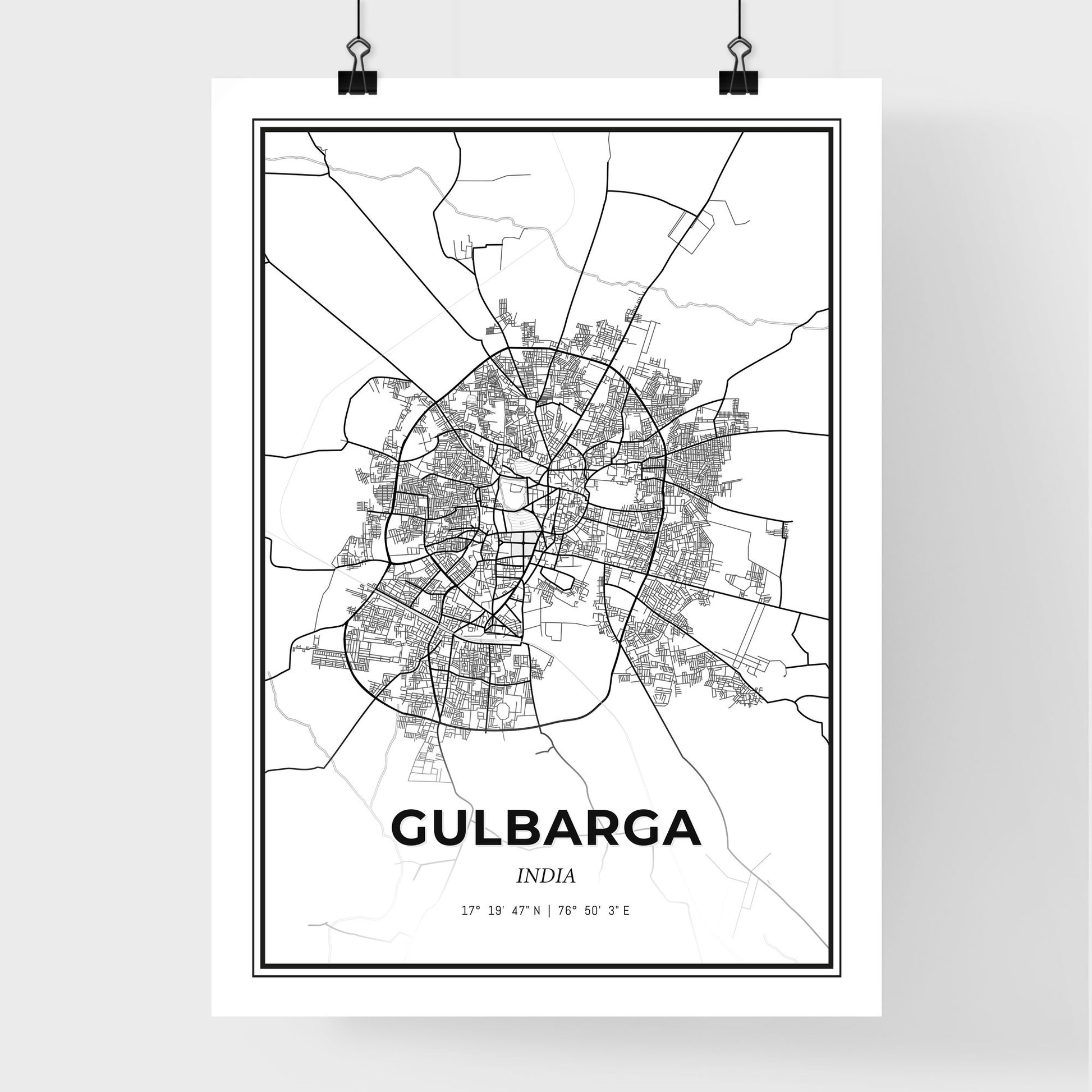 Gulbarga India - Premium City Map Poster
