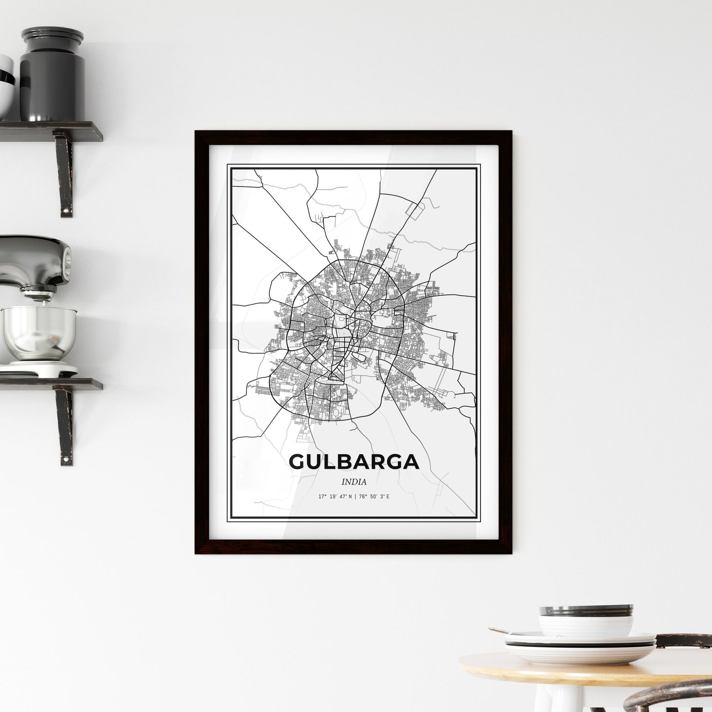 Gulbarga India - Minimal City Map