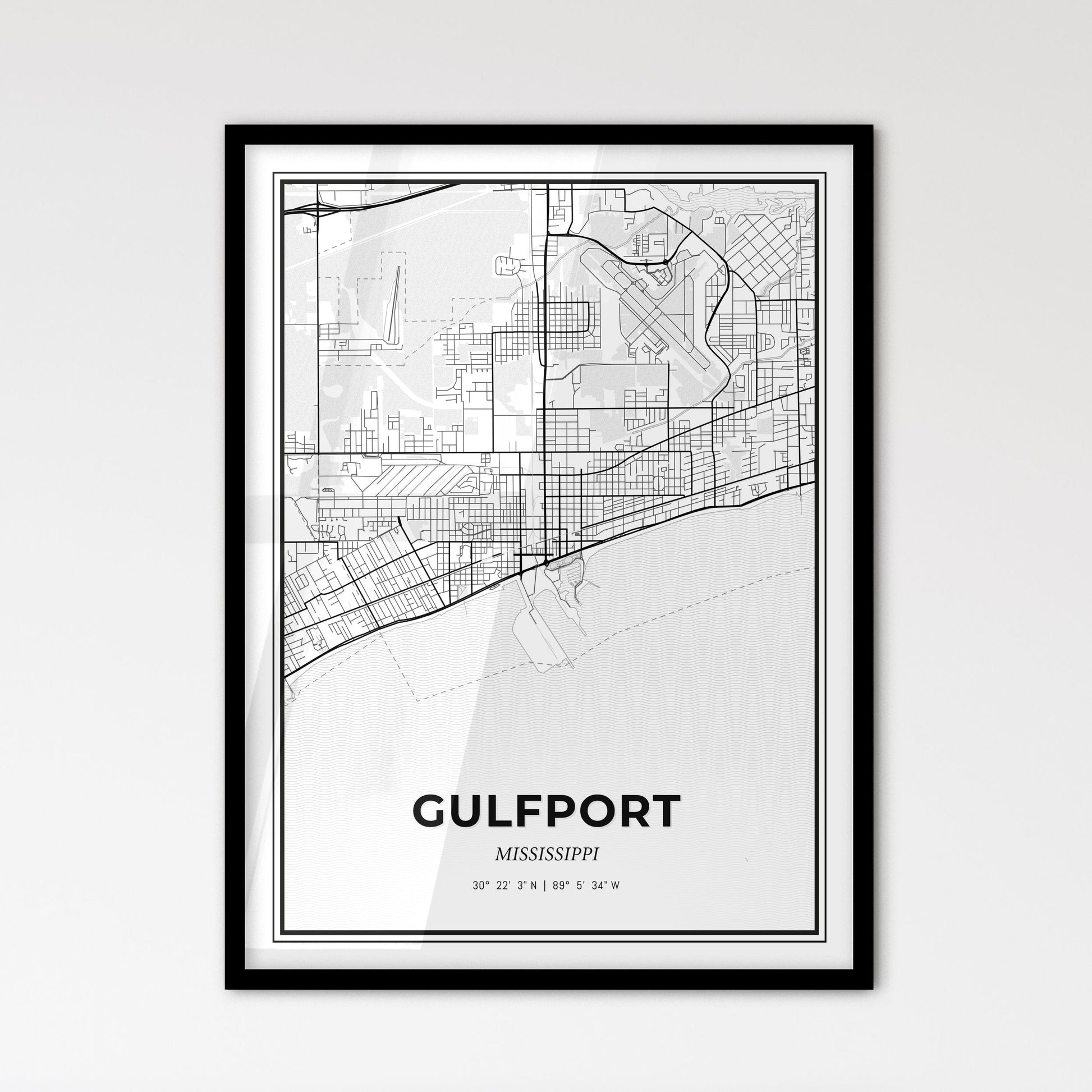 Gulfport Mississippi - Scandinavian Style City Map for Modern Home Decor