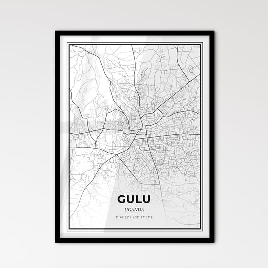 Gulu Uganda - Scandinavian Style City Map for Modern Home Decor