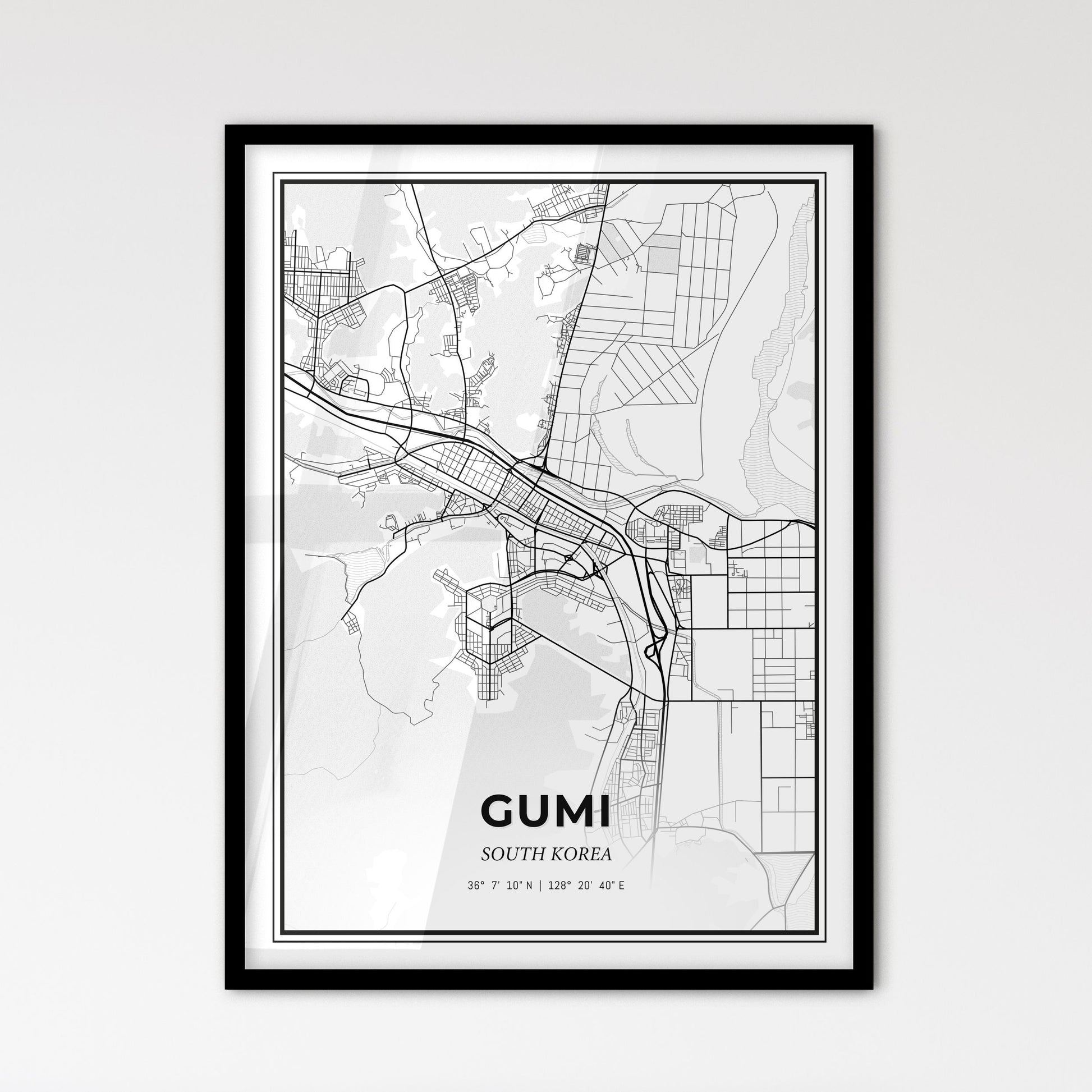 Gumi South Korea - Scandinavian Style City Map for Modern Home Decor