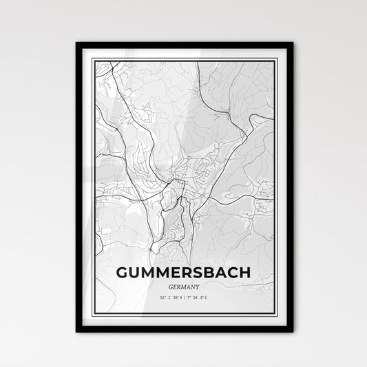 Gummersbach Germany - Scandinavian Style City Map for Modern Home Decor