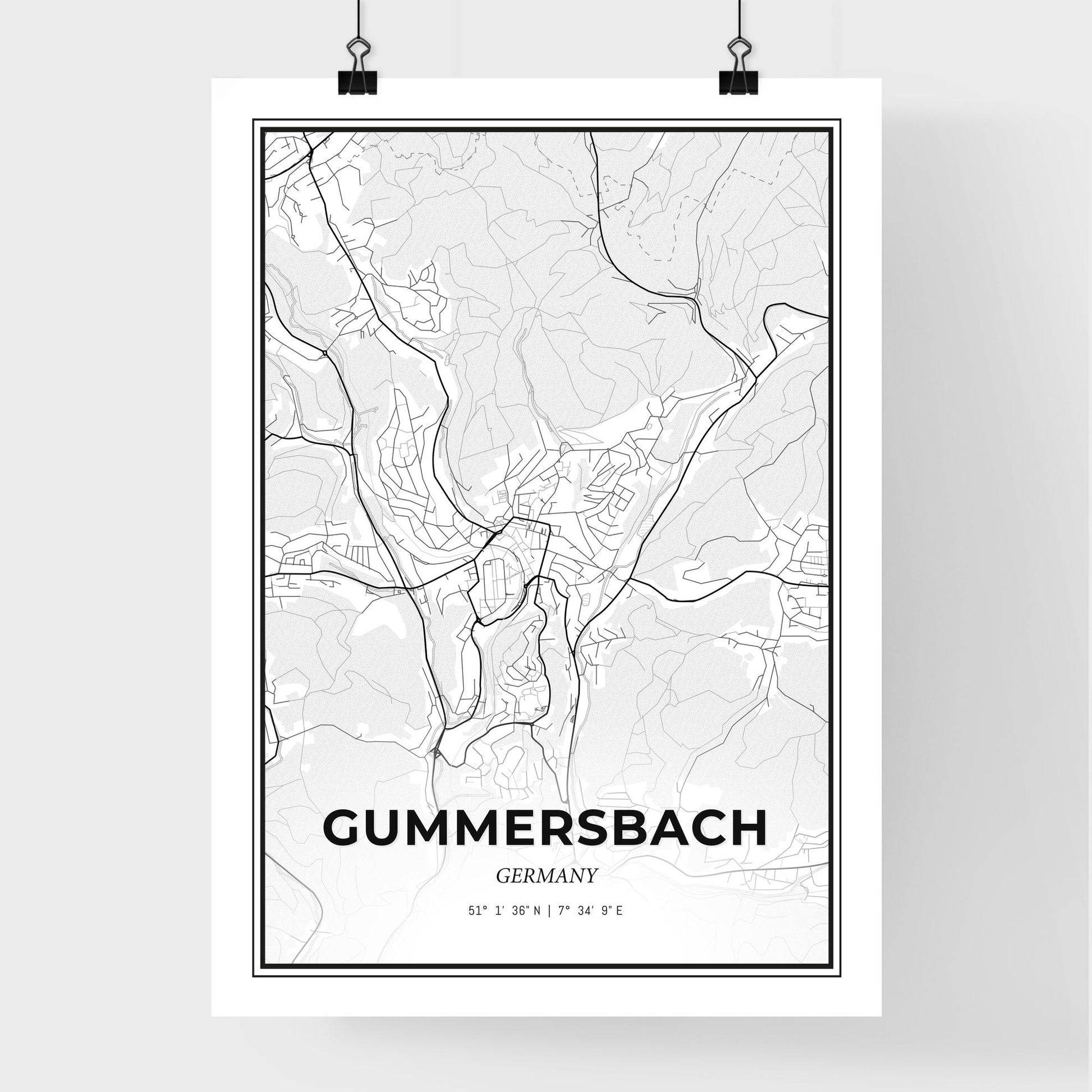 Gummersbach Germany - Premium City Map Poster