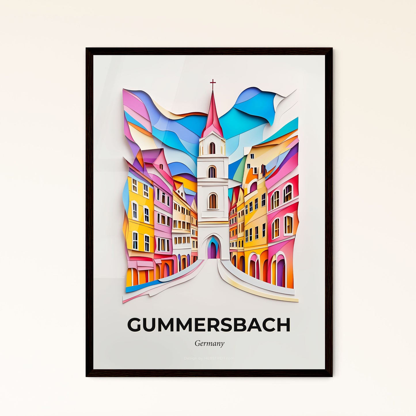 Vivid Gummersbach, Germany - a paper cut of a church tower in a city