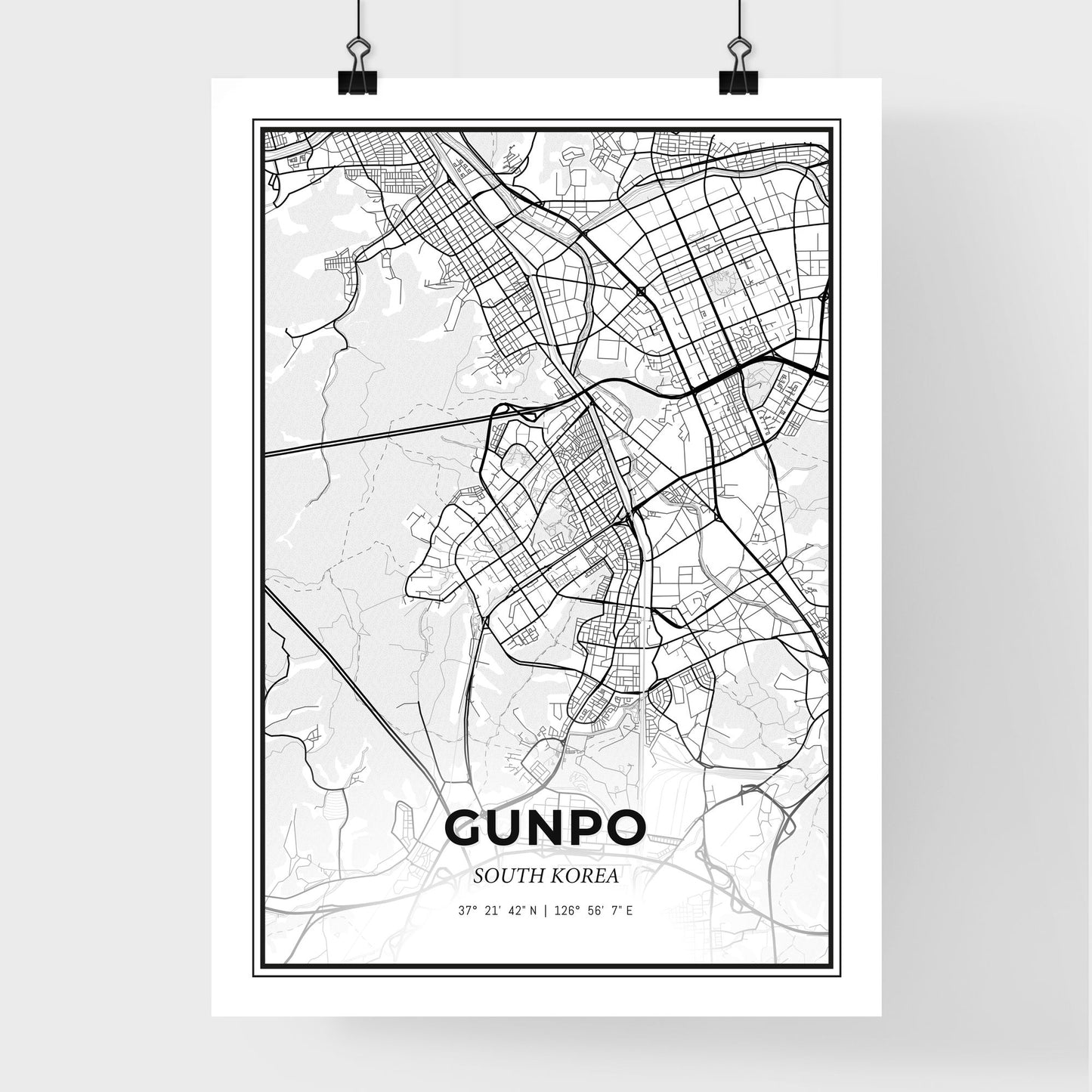 Gunpo South Korea - Premium City Map Poster