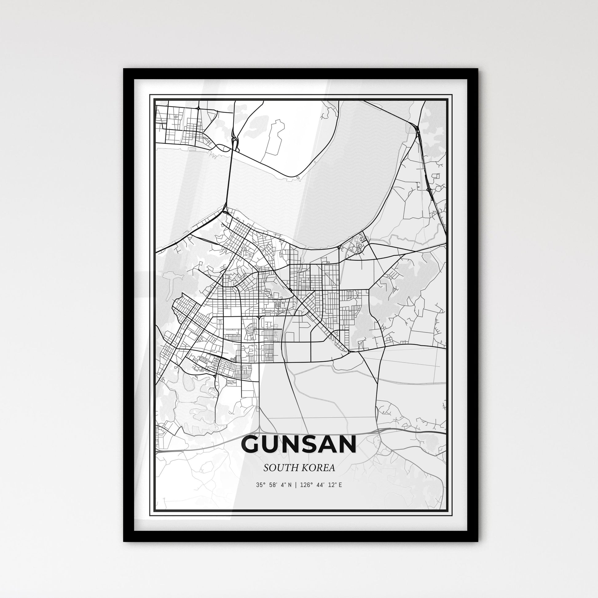 Gunsan South Korea - Scandinavian Style City Map for Modern Home Decor