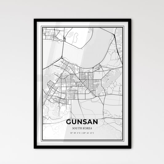 Gunsan South Korea - Scandinavian Style City Map for Modern Home Decor