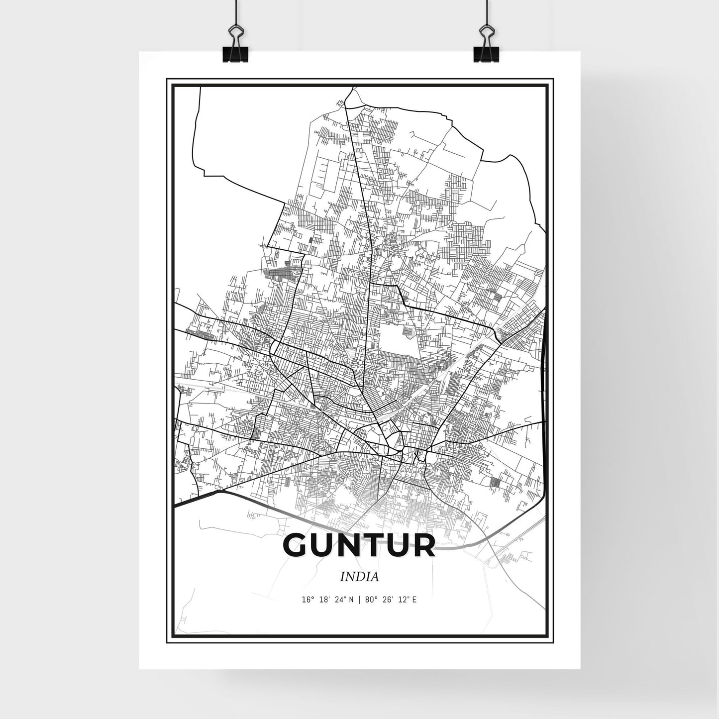 Guntur India - Premium City Map Poster