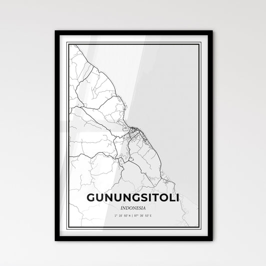 Gunungsitoli Indonesia - Scandinavian Style City Map for Modern Home Decor