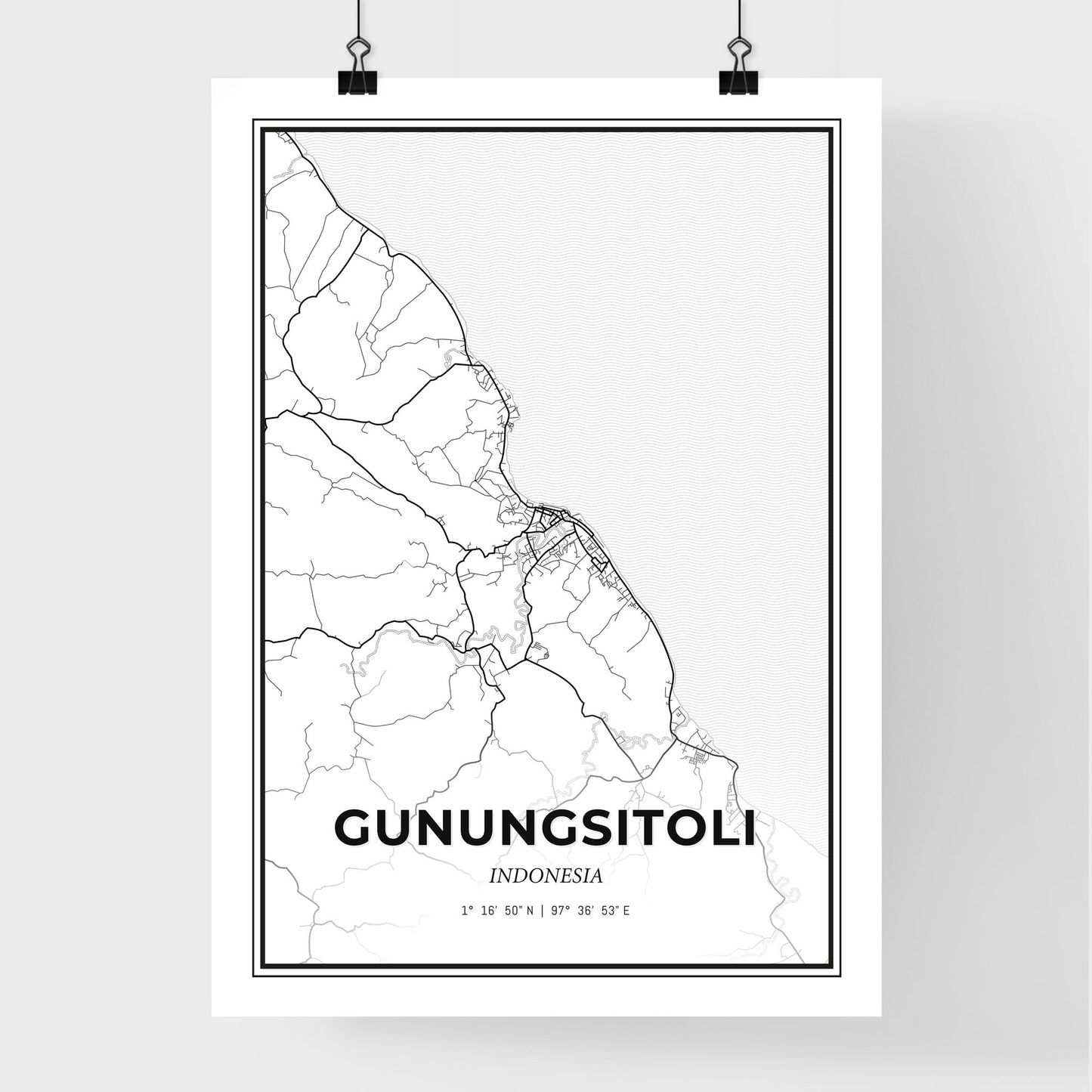 Gunungsitoli Indonesia - Premium City Map Poster