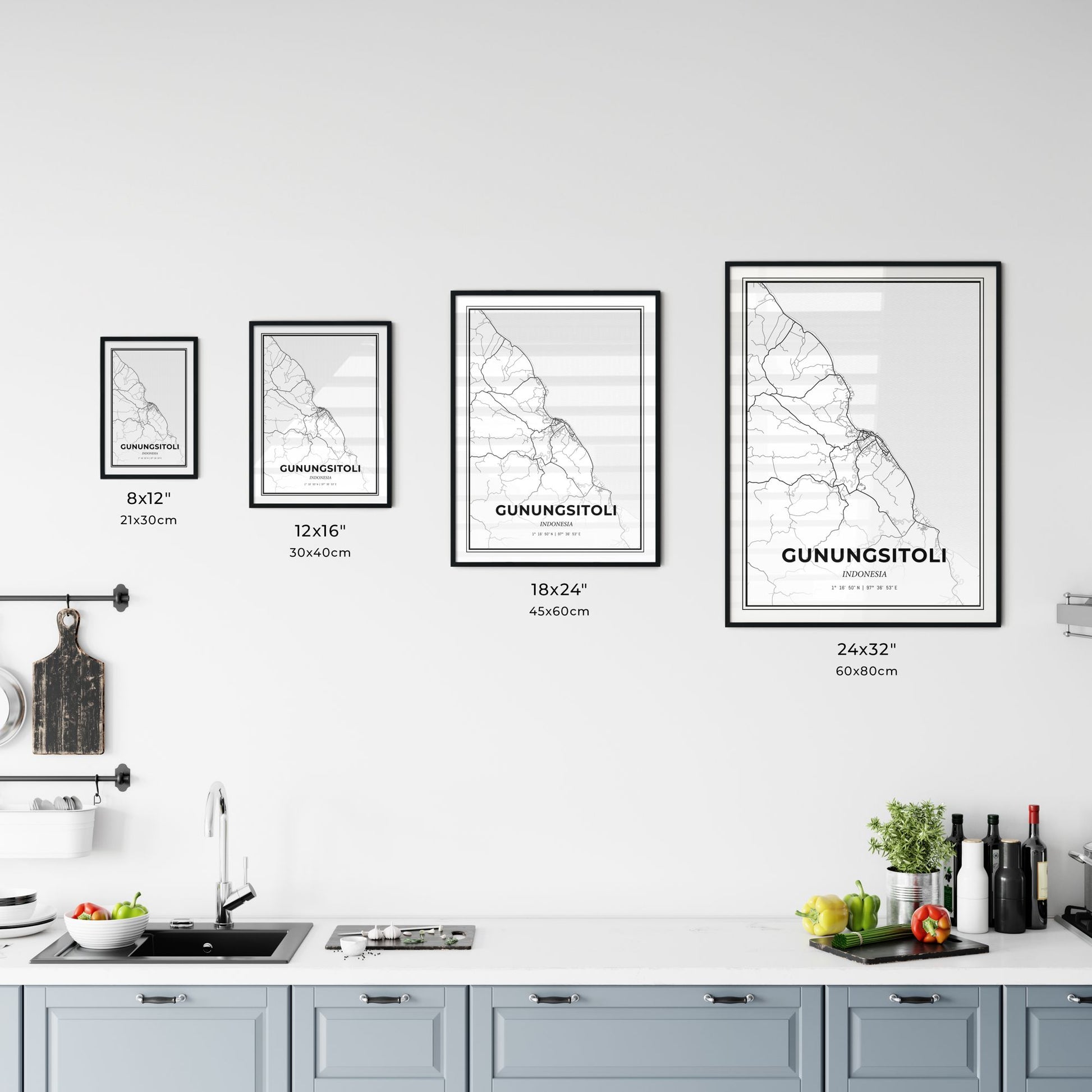 Gunungsitoli Indonesia - Customizable Modern City Map