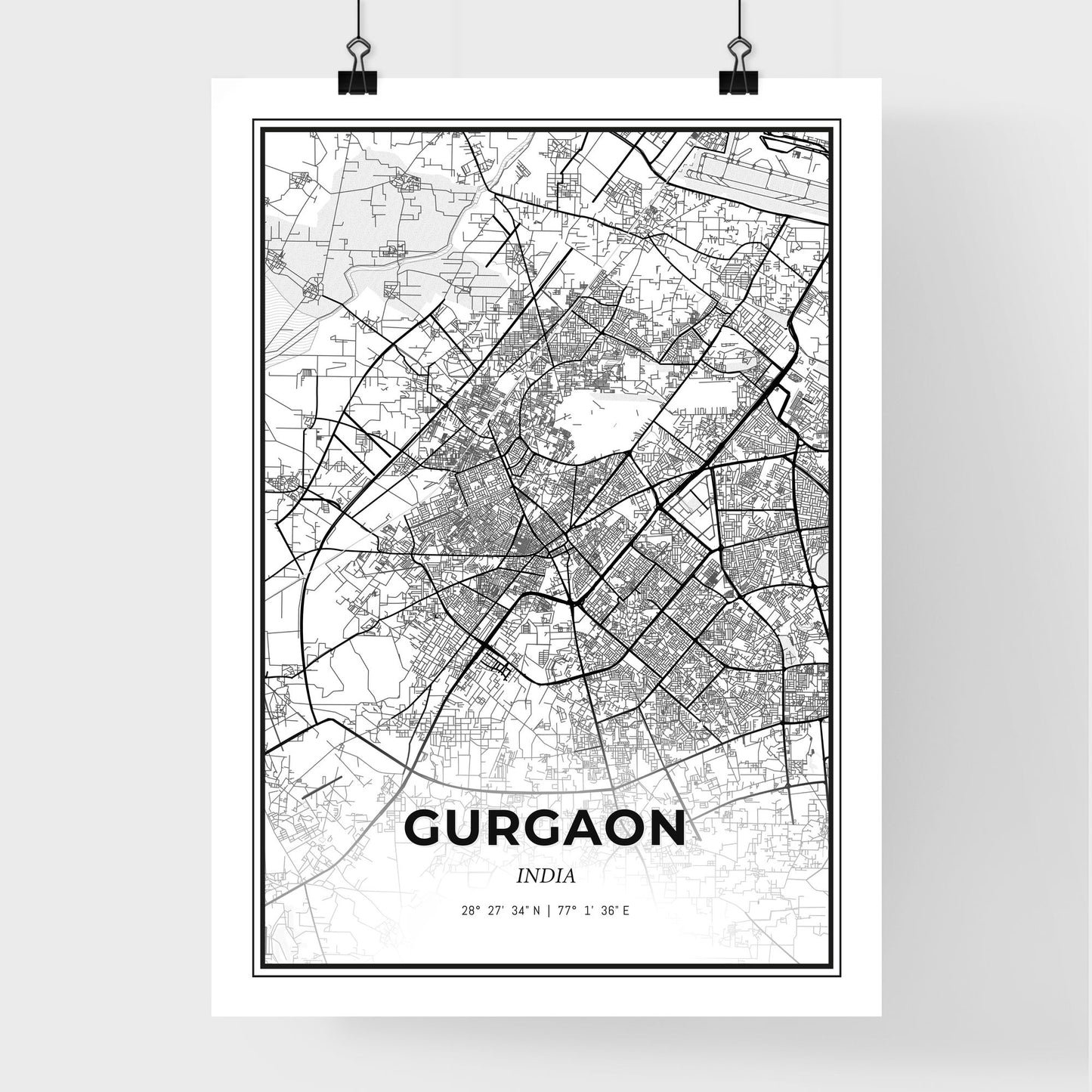 Gurgaon India - Premium City Map Poster